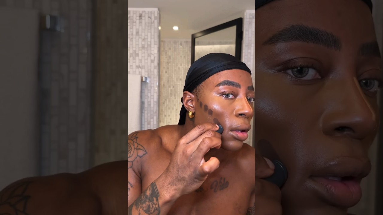Maquillage peaux noires pour hommes #makeup #makeuptutorial #melanin #blackskin #short #men #shorts