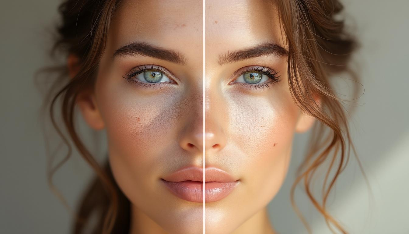 découvrez le secret d'un expert avec ce sérum miracle, appliqué sur une seule moitié du visage pour une peau visiblement lissée et renouvelée.
